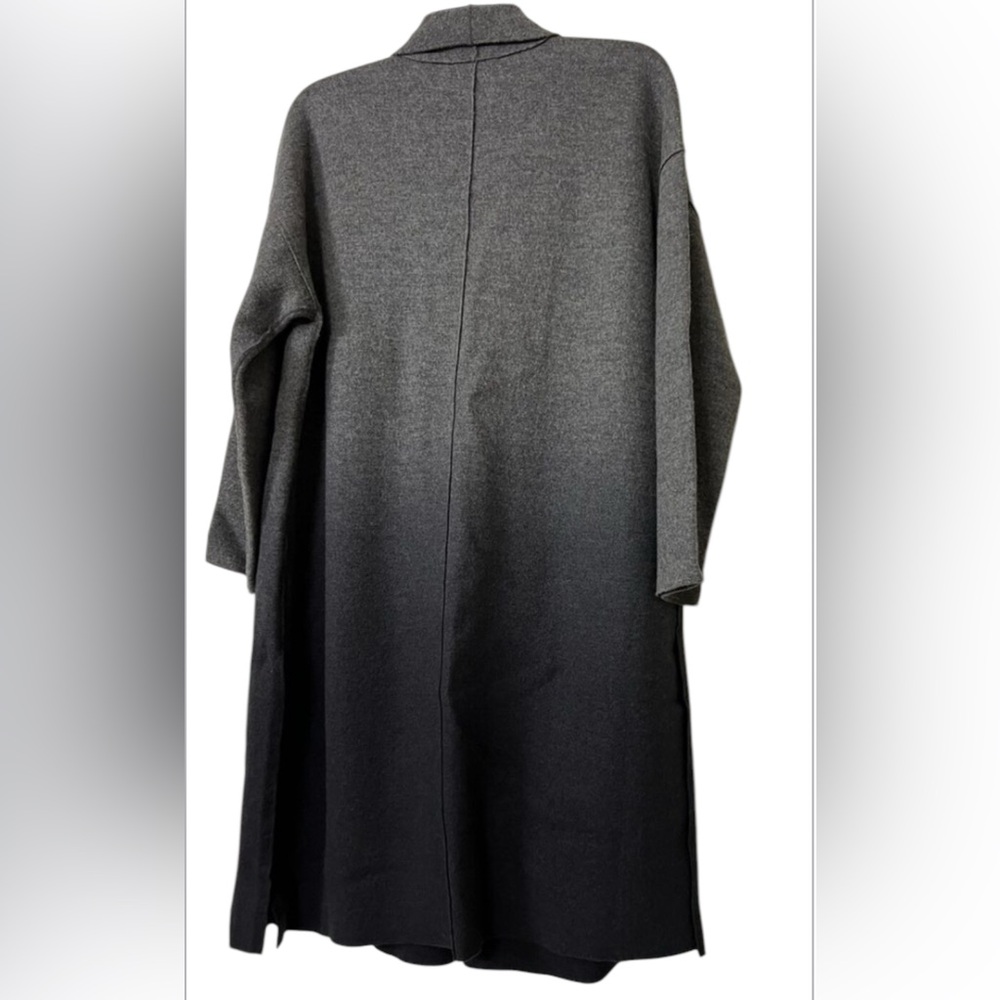 Eileen Fisher ash/charcoal ombré boil wool Kimono long coat - Picture 7 of 12